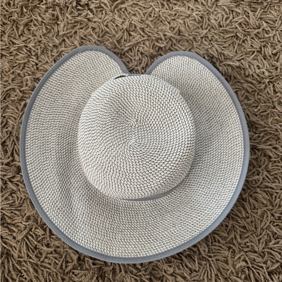 Nine West Natural Woven Sun Hat with Gray Trim - Picture 5 of 5